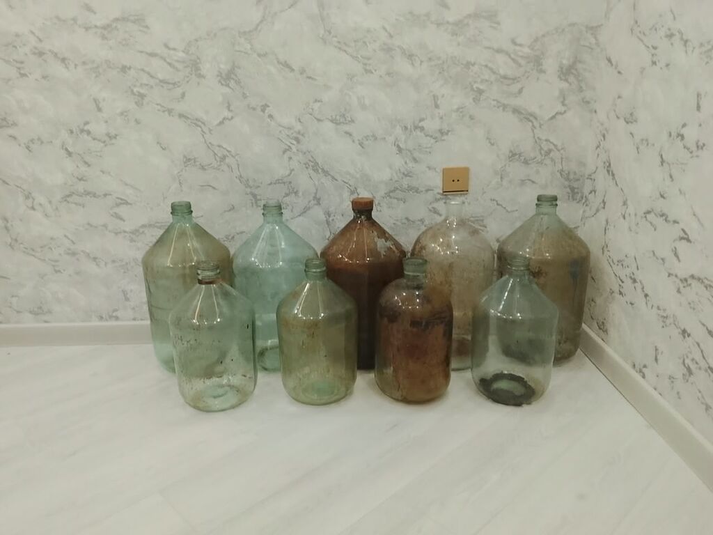 Şüşə damacana dəsti - Material: qalın, şəffaf və açıq-yaşıl tonlarda — Konservasiya malları, Masazır (2)