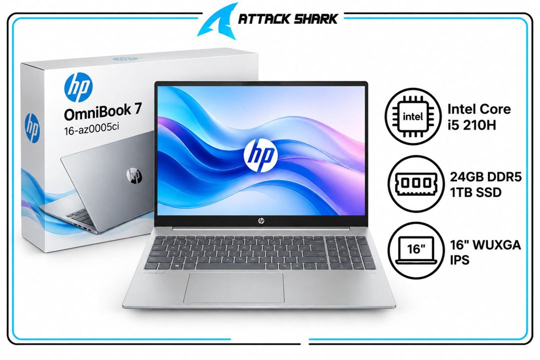 Noutbuk HP OmniBook 7 16-az0005 c-i i5 210H/ DDR5 24 Gb/ SSD 1TB/16" Wuxga IPS(D15ZZEA) — Noutbuklar, Bakı