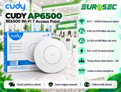 Cudy AP6500 BE6500 Wi-Fi 7 2.5G Access Point with 10G SFP+ — Bakı