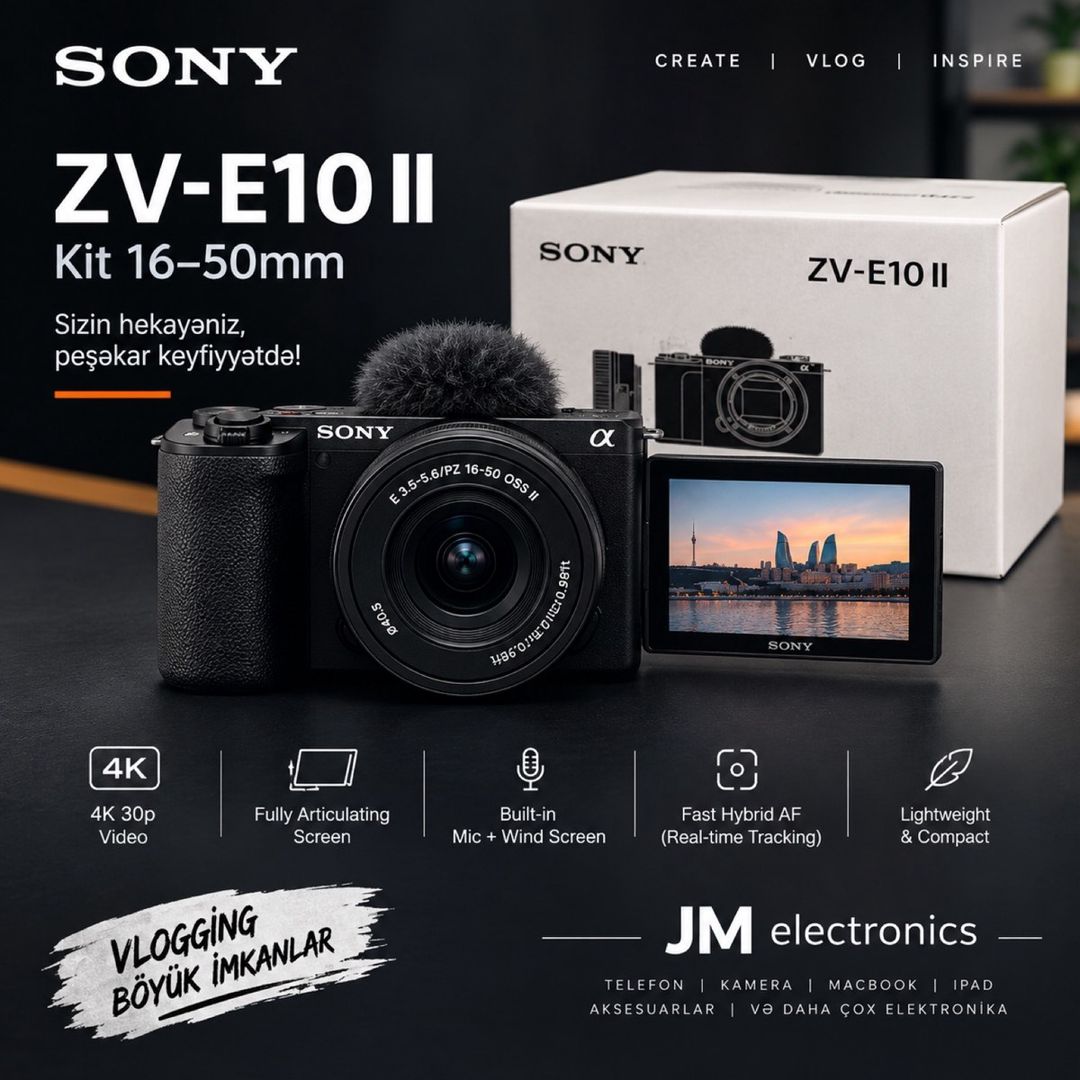 Sony ZV-E10 II kit 16-50mm f/3.5-5.6 OSS — Foto və video texnikası, Bakı (2)