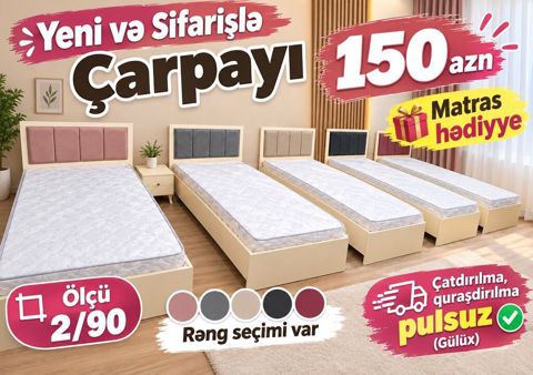 Yeni və sifarişlə hazırlanmış tək nəfərlik çarpayı. Xüsusiyyətlər — Bakı