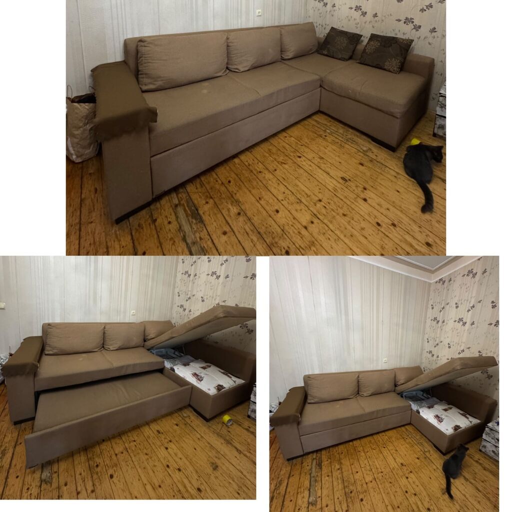 Uqlavoy divan – bazalı, açılan model. - Ölçü: 2.55 m x 1.50 m - Künc — Divanlər, Bakı