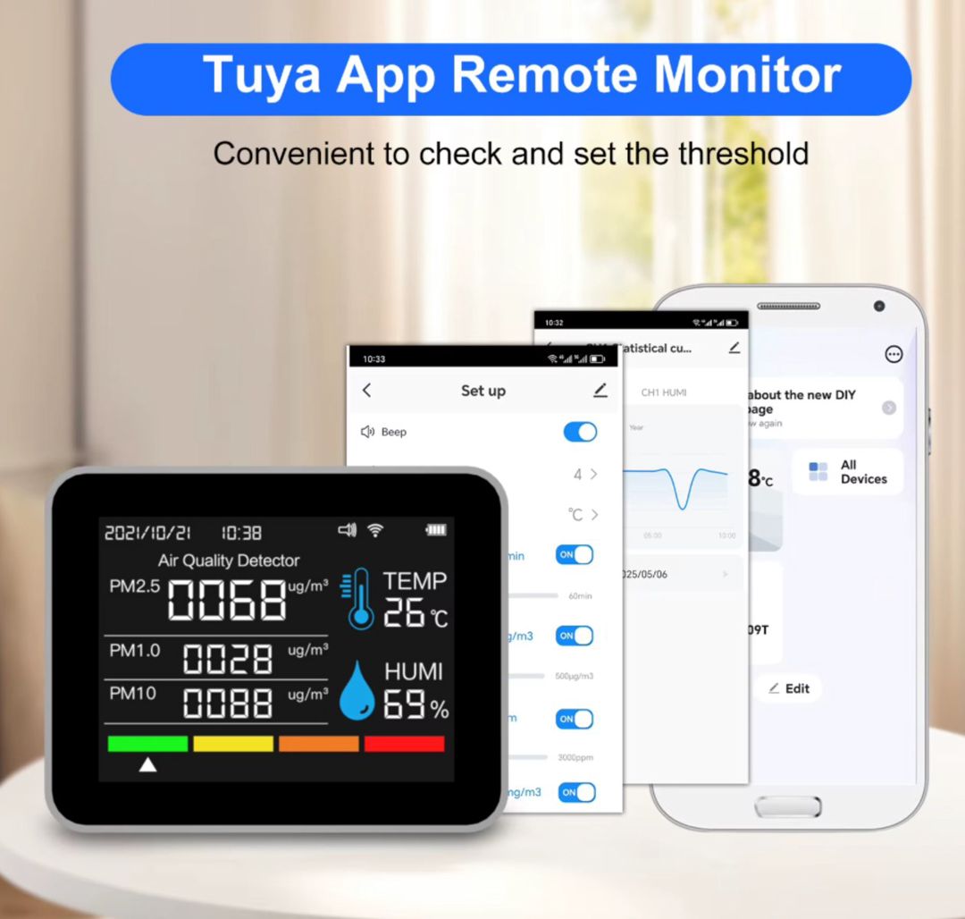 Hava təmizliyini ölçən Wifi "Air Quality Monitor 12in1" — Ağıllı ev və təhlükəsizlik, Bakı (2)