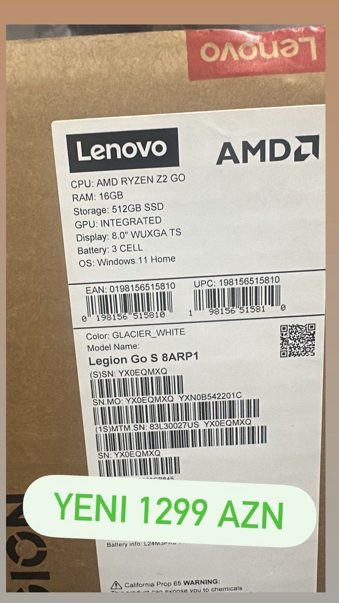 Lenovo Legion Go S 2025 Ryzen Z2 Go 16/512GB 8" 12 — Oyunlar, konsollər və proqramlar, Bakı (2)