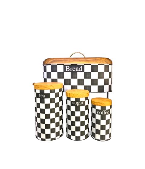 Çörək qabı dəsti HomeStore BA13, 30x19/20.5x11/17.5x9/14.5x8 sm, 4 parça, ağ/qara — Bakı