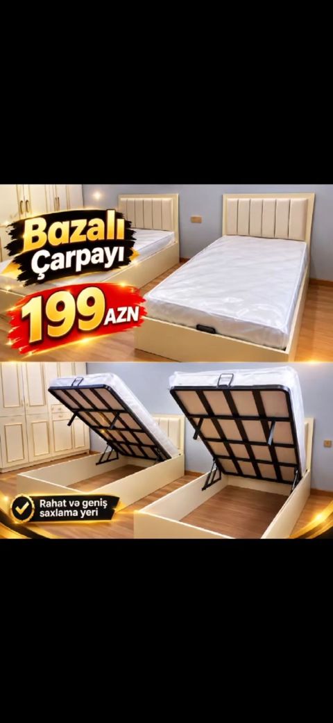 Bazalı çarpayı – 199 AZN - Açar mexanizmli baza: matras hissəsi — 199 ₼ · Xırdalan · Yataqlar Bazalı çarpayı – 199 AZN - Açar mexanizmli baza: matras hissəsi — Xırdalan