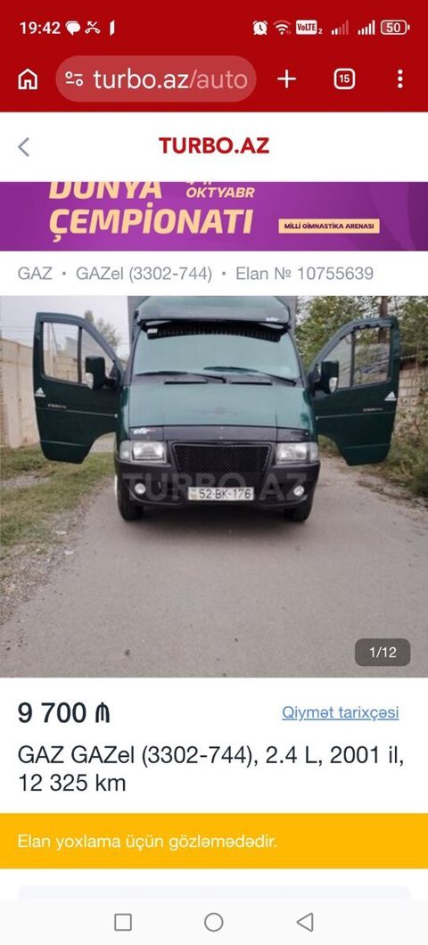 GAZ 2705-Gazel, 2001 il — 9 700 ₼ · Ağcabədi · Avtomobillər GAZ 2705-Gazel, 2001 il — Ağcabədi