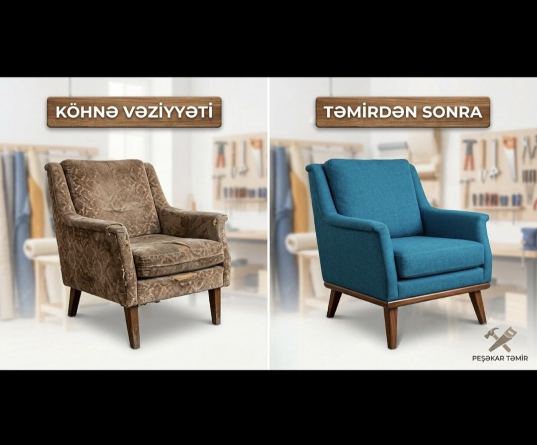 Divan və kreslo təmiri — Mobilyaların montajı, təmiri və restavrasyonu, Bakı (5)