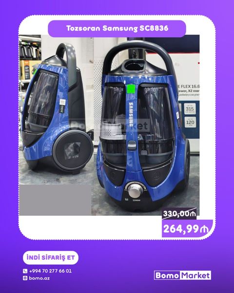 Tozsoran Samsung SC8836 - Güc: 2200 W - Toz konteynerli (kisəsiz) — Bakı
