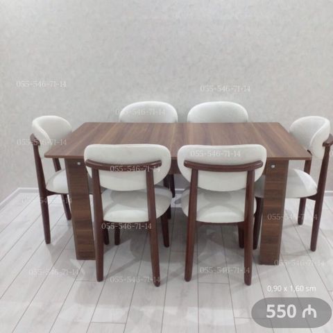 Yemək otağı üçün masa və 6 ədəd stul dəsti. - Komplekt: 1 masa + 6 — Bakı