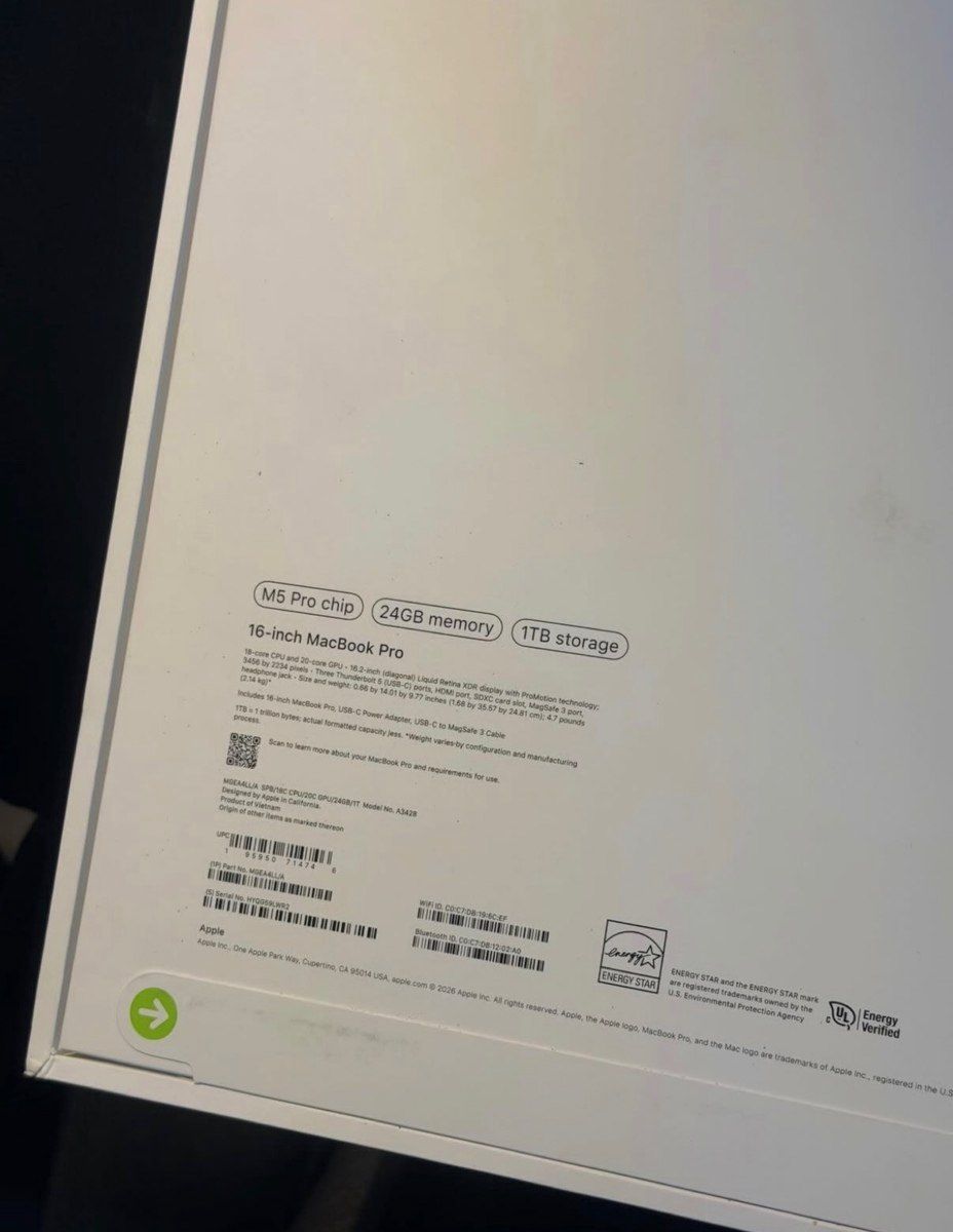 Apple MacBook Pro 16″ M5 Pro 24GB RAM 1TB SSD — Noutbuklar, Bakı (2)