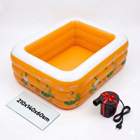 Şişmə hovuz, narıncı, 210x140x60 sm, 800 l + hədiyyə nasos — 82.99 ₼ · Bakı · Hovuzlar Şişmə hovuz, narıncı, 210x140x60 sm, 800 l + hədiyyə nasos — Bakı