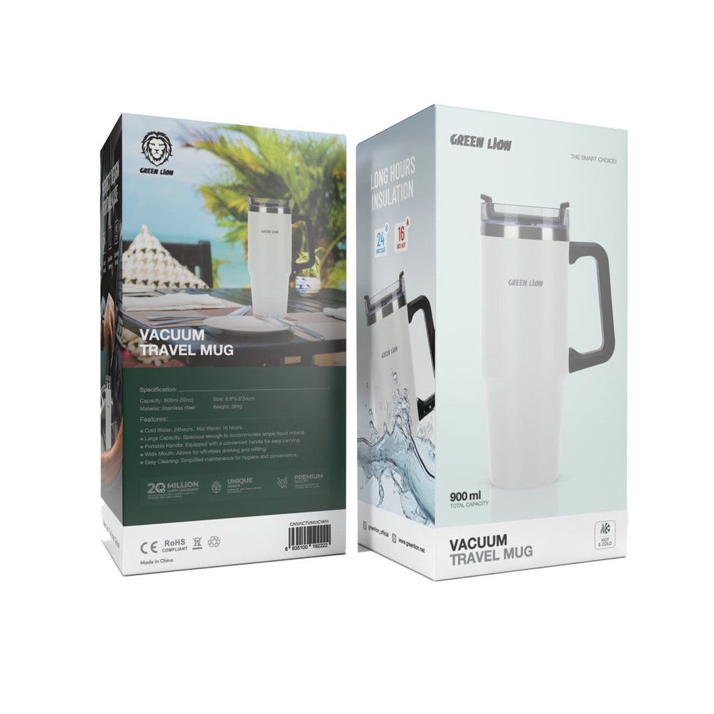 Termo fincan Green Lion Vacuum Travel, pаslanmayan polad, ağ, 900 ml — Mallar, Bakı (2)