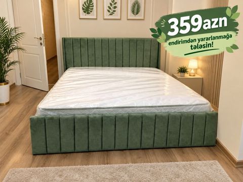 Mebel kateqoriyası: Yumşaq çarpayı - Model: Yaşıl rəngli, dik kanallı — 359 ₼ · Bakı · Yataqlar Mebel kateqoriyası: Yumşaq çarpayı - Model: Yaşıl rəngli, dik kanallı — Bakı