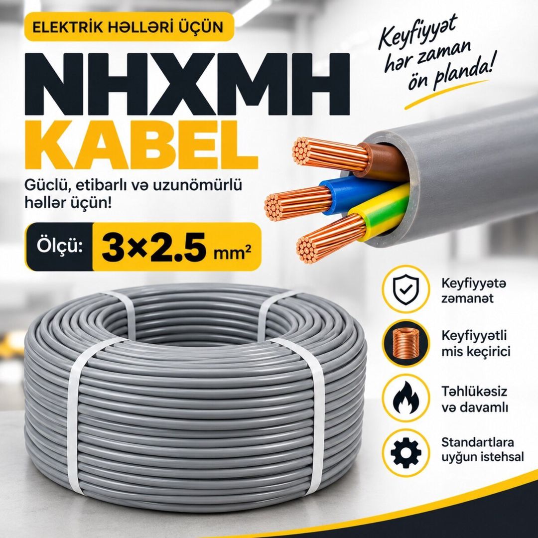 3×2.5 mm² Nhxmh kabel — Təmir və inşaat, Bakı