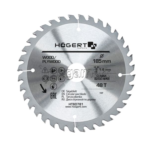 Mişar diski Taxta üçün 185x48Tx30, Mn65 Högert HT6D781 — Alətlər, Bakı
