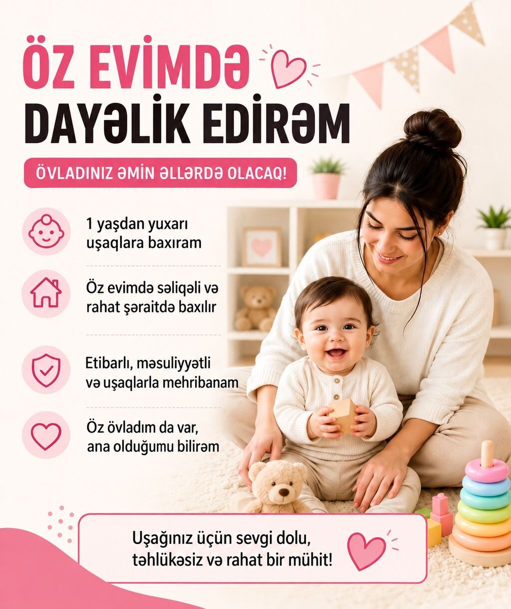 Öz evimdə dayə xidməti - 1 yaşdan yuxarı uşaqlara qayğı göstərilir — Nyanya, upa, Mehdiabad