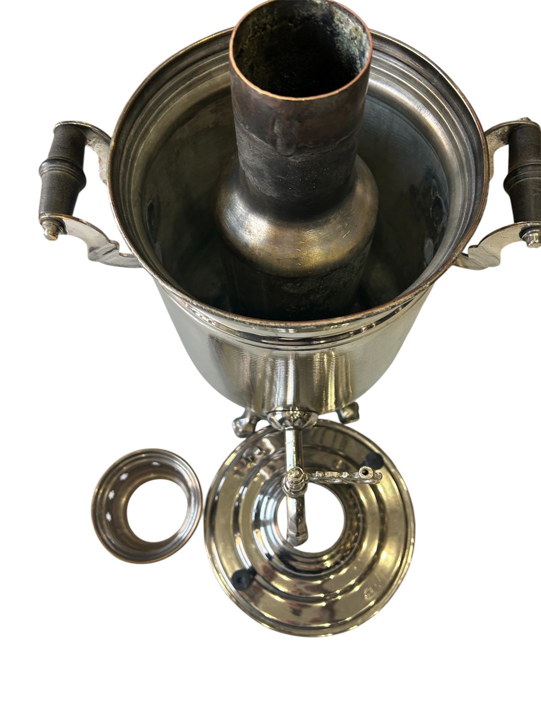 Restavrasiya olunmuş samovar SE-4764, latun/mis, gümüşü, 5 L — Mallar, Bakı (3)