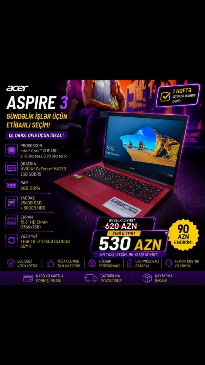 Acer Aspire 3 Red Edition — Noutbuklar, Bakı