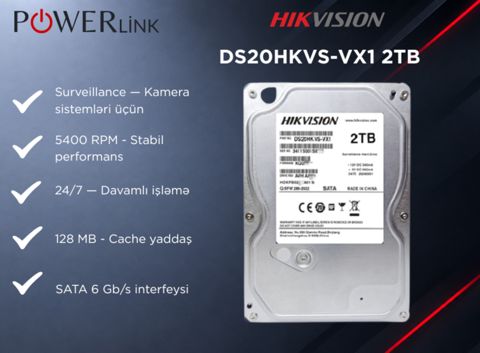 Sərt disk Hikvision DS20HKVS-VX1 2TB HDD — Bakı