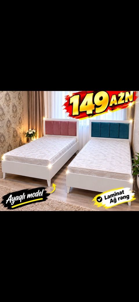 Ayaqlı tək nəfərlik çarpayılar - Rəng: ağ (laminat) - Başlıq — 149 ₼ · Xırdalan · Yataqlar Ayaqlı tək nəfərlik çarpayılar - Rəng: ağ (laminat) - Başlıq — Xırdalan