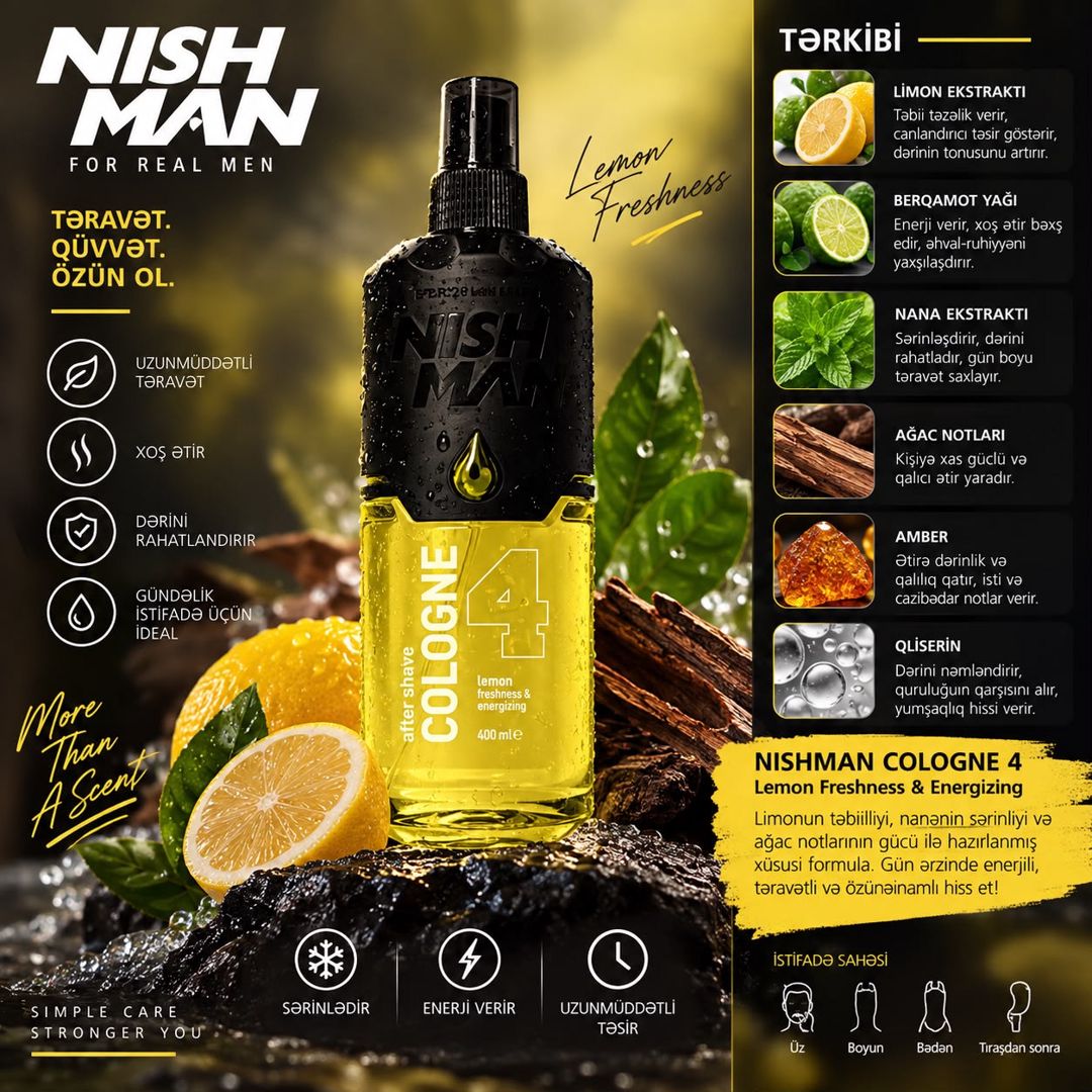 Odekolon Nishman After Shave 04, 400 ml — Mallar, Bakı