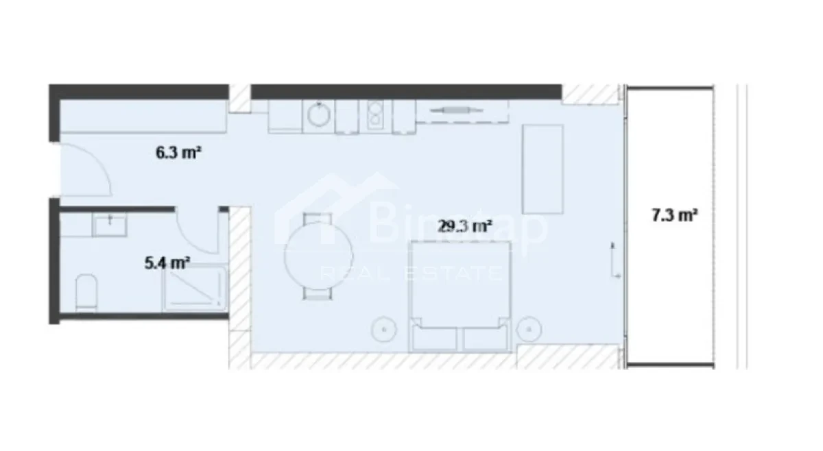 Satılır 1 otaqlı yeni tikili 57.2 m², Sabunçu rayonu — Mənzil, Bakı (4)