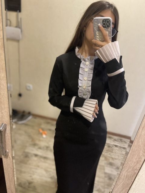 Qara rəngli uzun ziyafət/klassik stil don - Model: dar kəsimli, uzun — Sumqayıt