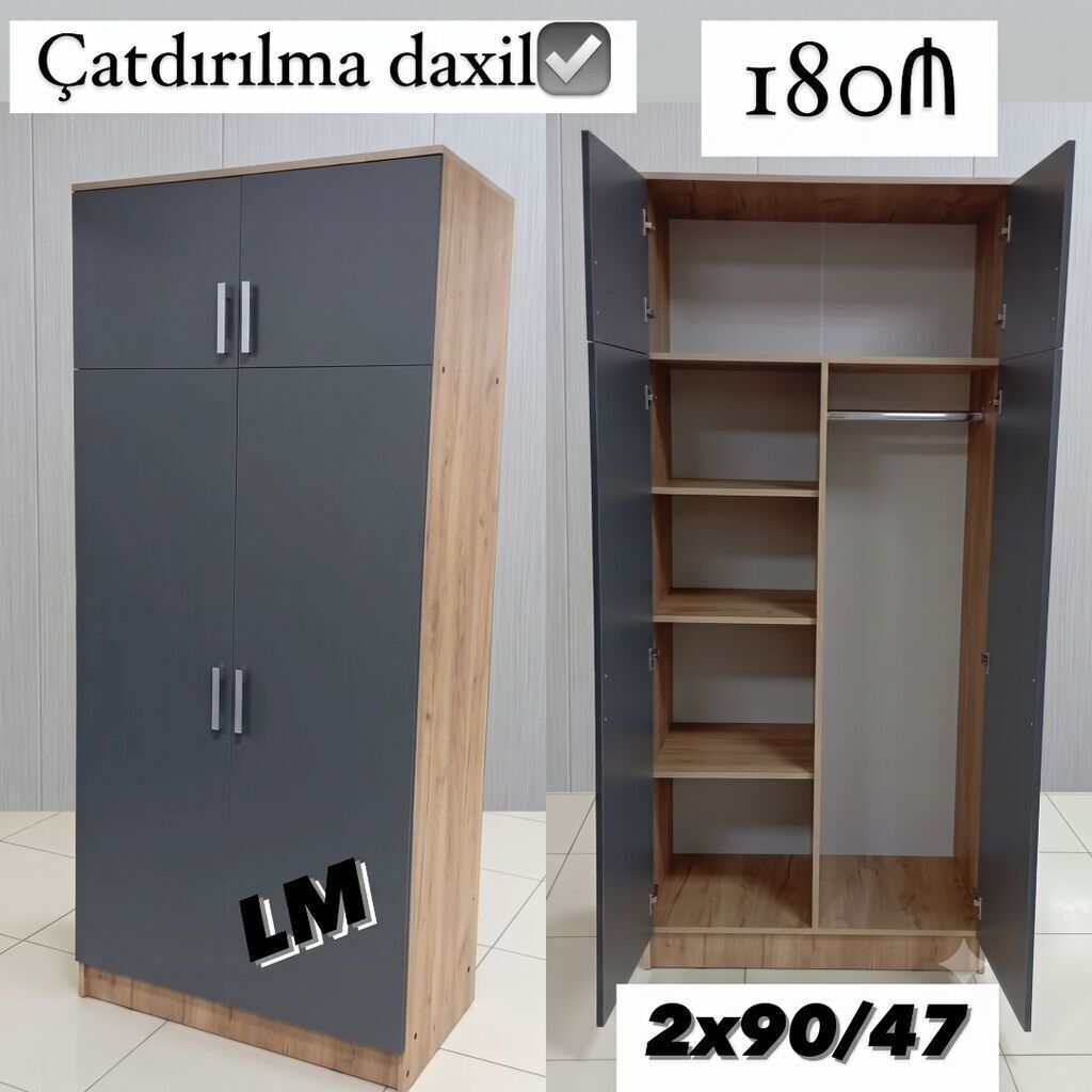 2 Qapılı Dolab 180Azn Rəng seçimi var Ölçü 200x90x47 Şəhər — Şkaflar, Bakı