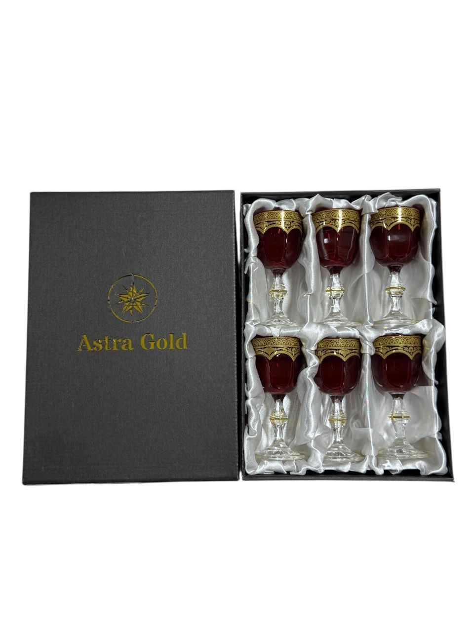 Kiçik qədəhlər dəsti Astra Gold, büllur, 6 əd, 50 ml, tünd qırmızı — Mallar, Bakı (2)