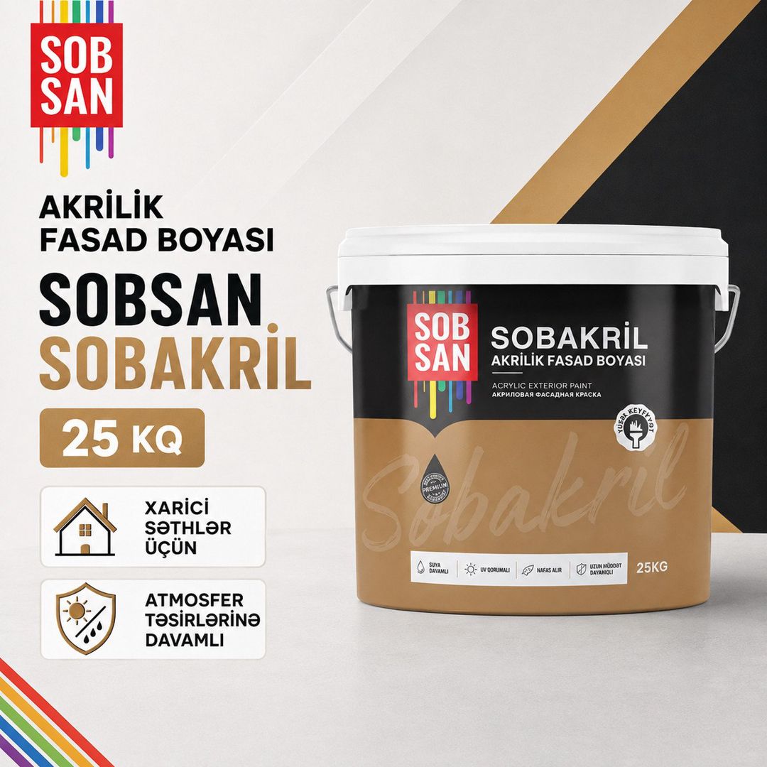 Sobsan Sobakril akrilik fasad boyası 25 kq — Təmir və inşaat, Bakı