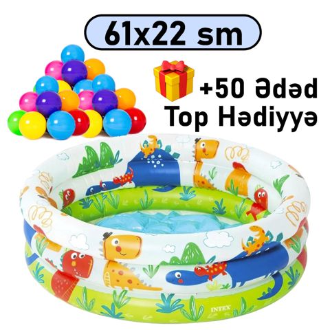 Uşaqlar üçün şişmə hovuz Intex 28TX57106T50, rəngbərəng, 61x22 sm, 28 l + 50 ədəd top hədiyyə — 28.39 ₼ · Bakı · Hovuzlar Uşaqlar üçün şişmə hovuz Intex 28TX57106T50, rəngbərəng, 61x22 sm, 28 l + 50 ədəd top hədiyyə — Bakı