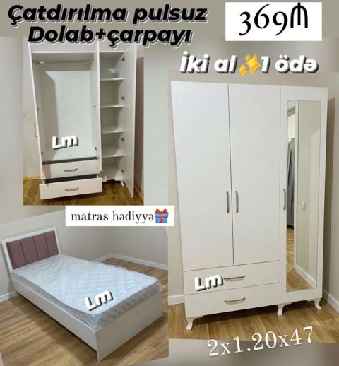 Gənc oda Dolab+çarpayı_ Yeni və sifarişlə Qiymət 369₼ Dolab — Bakı