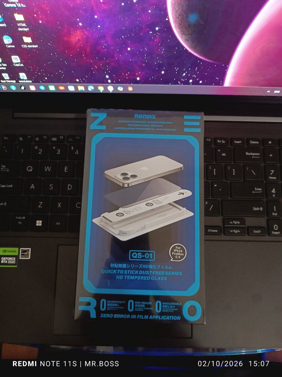 iPhone 16 Pro Max üçün Remax QS-01 qoruyucu şüşə — Smartfonlar, Bakı (4)