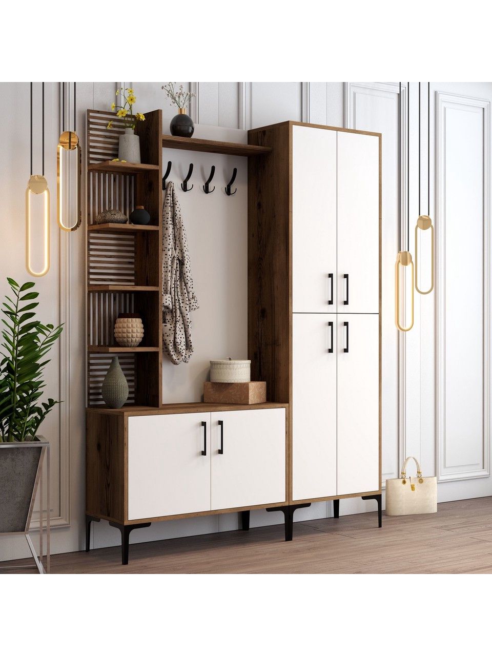 Şkaf dəhliz üçün Elegant Wood ZARR2027, laminat, ağ, 150x35x200 sm — Şkaflar, Bakı