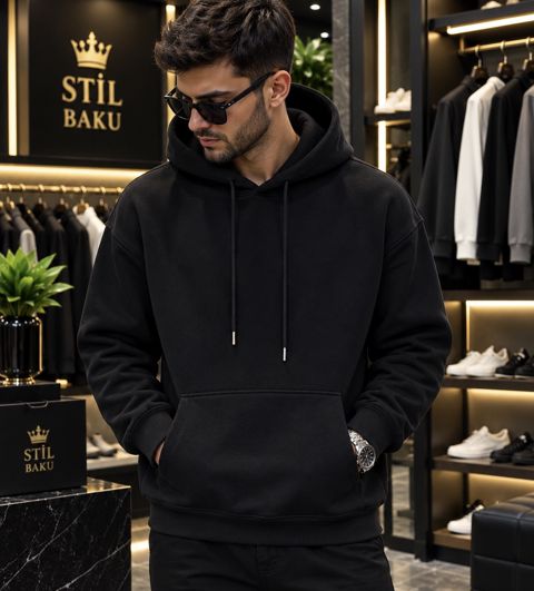 Kişilər üçün xudi, qara, pambıq, ölçü 2XL — Bakı