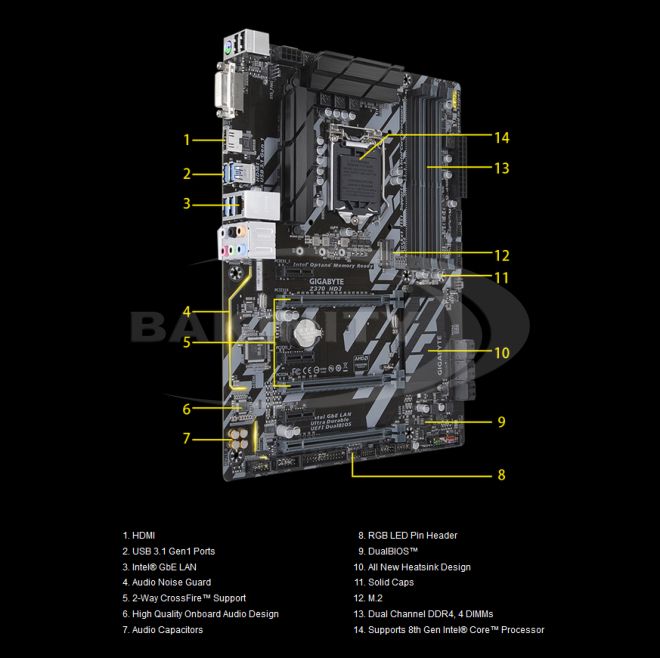 Ana plata Gigabyte GA-Z370-HD3 — Ana platalar, Bakı (2)