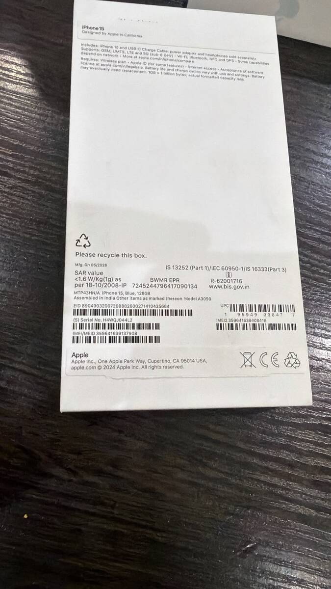 Apple iPhone 15 Blue 128GB/6GB — Smartfonlar, Bakı (3)