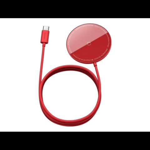 Baseus Simple Mini Magnetic WXJK-H09 15W Simsiz Şarj Cihazı (Qırmızı) — Bakı