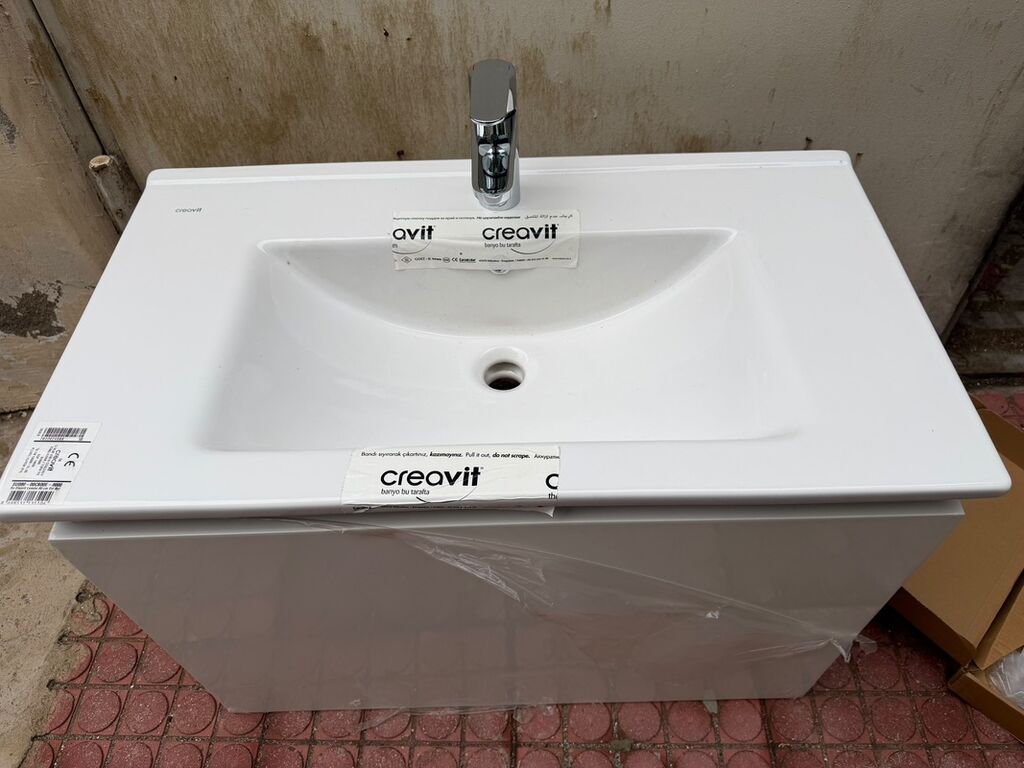Creavit hamam dəsti – lavabo və alt dolab Üzərində Vitra kran və — Lavabolar, Bakı (7)