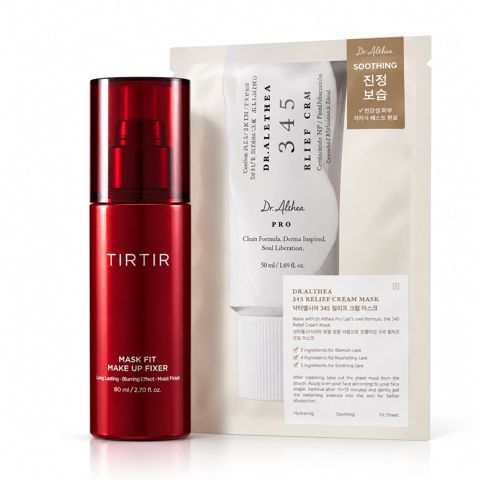 Qulluq üçün kosmetika dəsti Makiyaj fiksatoru Tırtır Mask Fit Make Up Fixer 80 ml və Dr. Althea 345 Relief Cream parça maska üz üçün, qadınlar üçün, 2 ədəd — Bakı