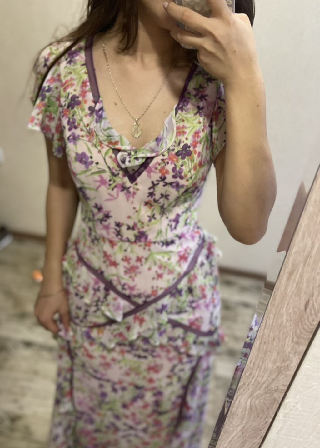 Çiçək naxışlı uzun paltar - Model: maxi uzunluq, yumşaq A-kəsim — Gündəlik paltarlar, Sumqayıt (2)