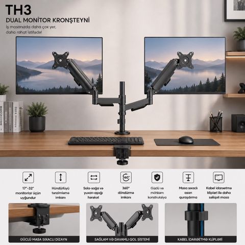 TH3 Dual Monitor Kronşteyni — Bakı