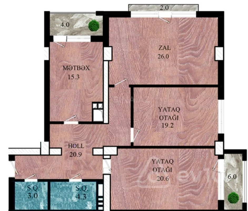 3 otaqlı mənzil, 122 m², Azadlıq prospekti — Mənzil, Bakı (4)