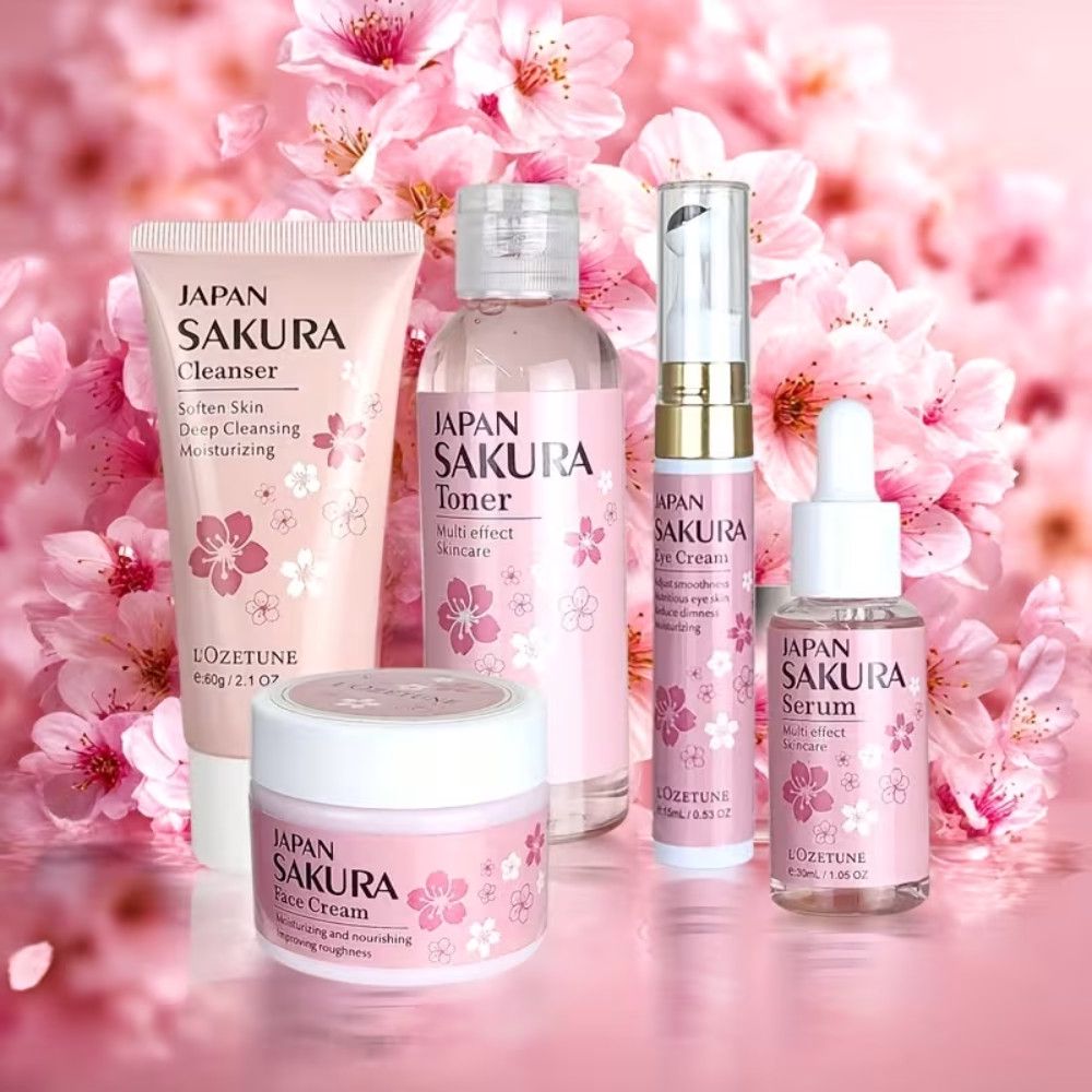 Üz üçün kosmetika dəsti Japan Sakura Cherry Blossom (Göz ətrafı dərisi üçün krem 15 ml + Üz üçün zərdab 30 ml + Üz üçün toner 100 ml + Üz kremi 50 q + Yuyunma üçün gel 60 q) — Mallar, Bakı (2)