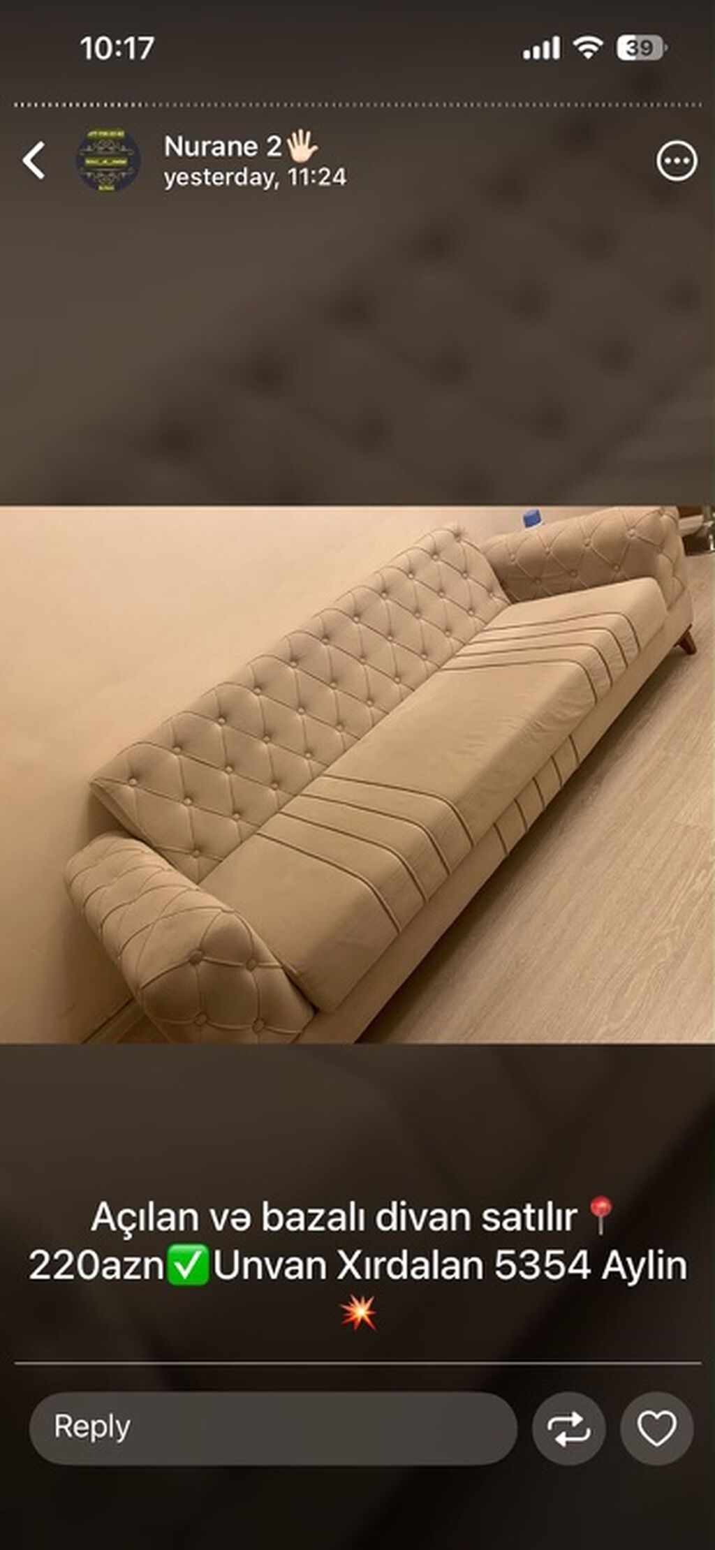 Açılan və bazalı divan - Rəng: bej - Mexanizm: açılır (yataq — Divanlər, Xırdalan
