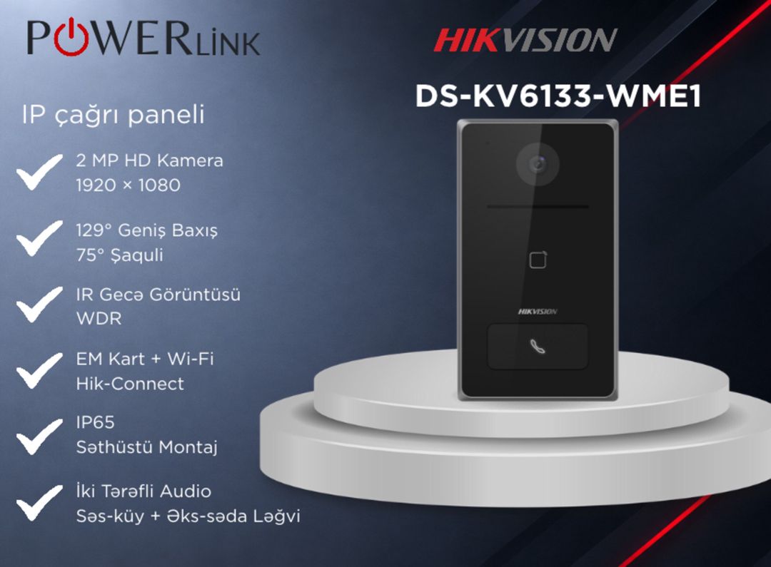IP Video Domofon Villa Çağırış Paneli Hikvision DS-KV6133-WME1 — Ağıllı ev və təhlükəsizlik, Bakı