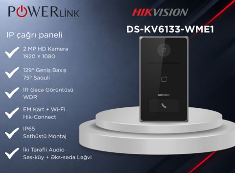 IP Video Domofon Villa Çağırış Paneli Hikvision DS-KV6133-WME1 — Bakı