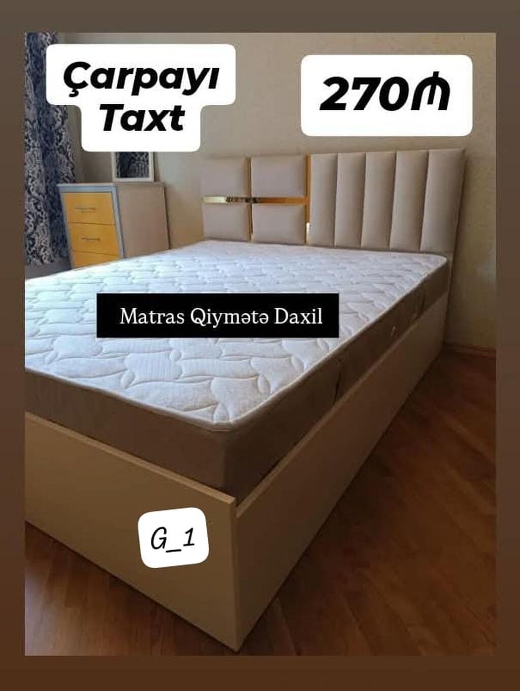 Çarpayı taxt – 270₼ - Komplekt: matras qiymətə daxildir - Rəng: açıq — Yataqlar, Mehdiabad