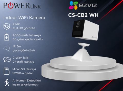 Ezvız CS-CB2 WH (Type-C) 2MP WiFi Battery Mini Indoor Kamera — Bakı